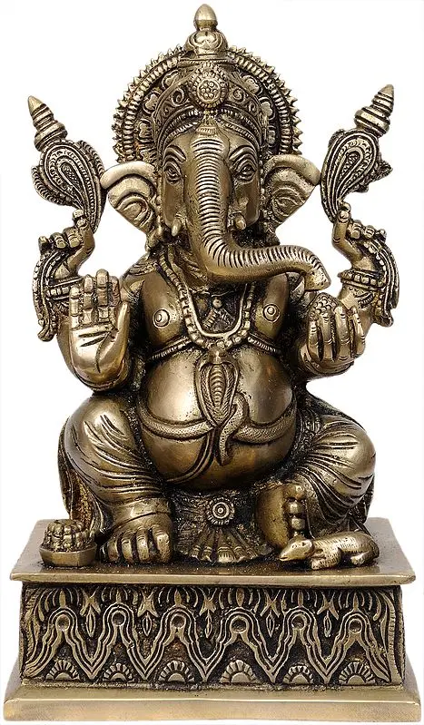Lord Ganesha seated on Pedestal