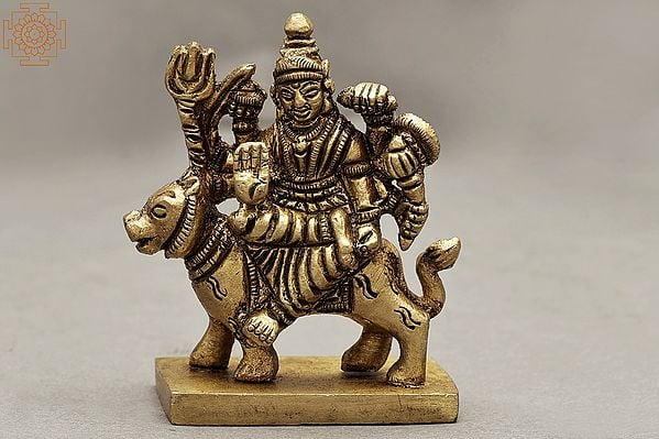 2" Goddess Durga Small Statue in Brass | Handmade | Made in India