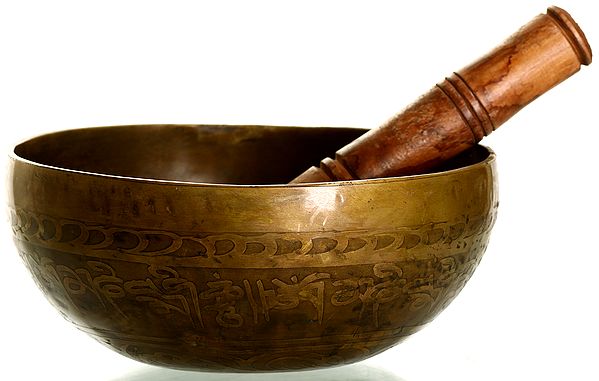 Buddhist Monastery Singing Bowl with the Image of Preaching Buddha Inside