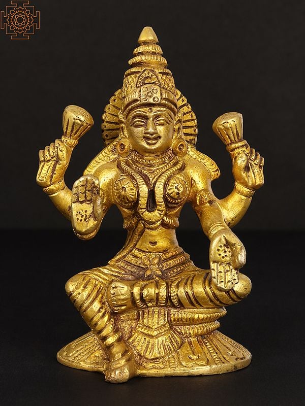 5" Lakshmi - the Goddess Who Gives Money In Brass | Handmade | Made In India
