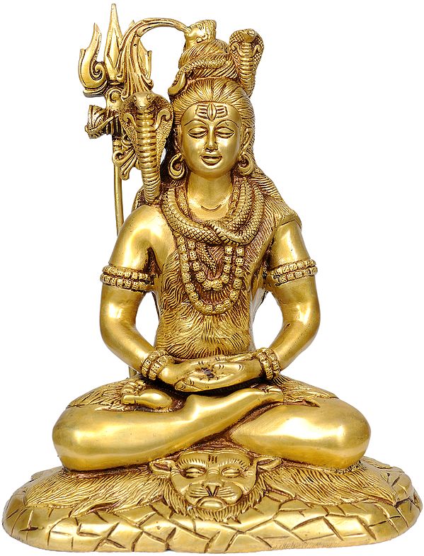 10" Mahayogi Shiva in Meditation In Brass | Handmade | Made In India