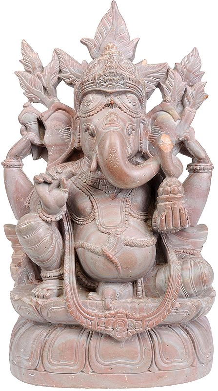 Lord Ganesha Seated on Lotus Throne