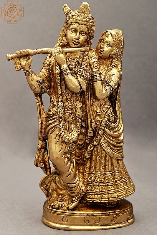8" Radha Krishna In Brass | Handmade | Made In India