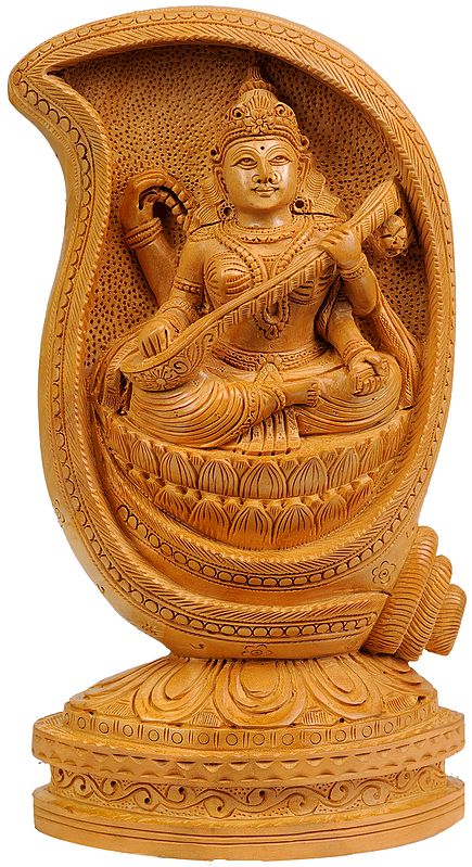 Goddess Saraswati Seated in Conch