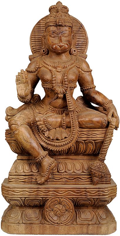 Lord Hanuman Seated on Lotus Throne