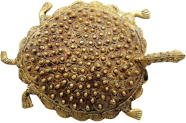 5" Tibetan Buddhist Feng Shui Tortoise in Brass | Handmade | Made in India