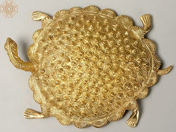 5" Tibetan Buddhist Feng Shui Tortoise in Brass | Handmade | Made in India