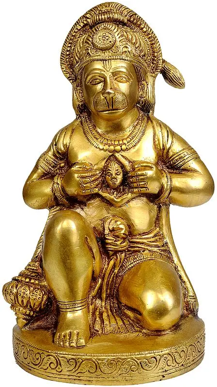 8" Bhakta Hanuman Opens His Chest to Reveal an Image of Lord Rama In Brass | Handmade | Made In India
