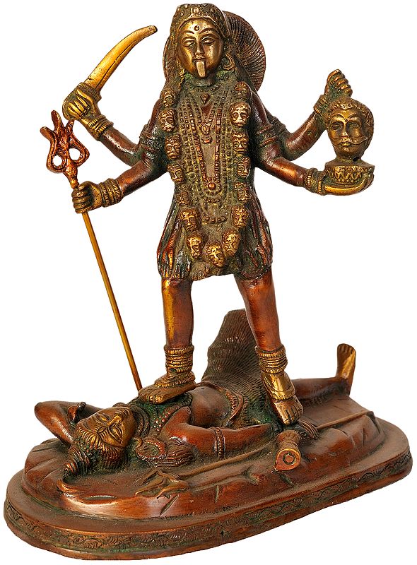 8" Mother Goddess Kali In Brass | Handmade | Made In India