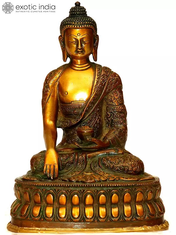 Lord Buddha in Earth-Witness Gesture (Robes Decorated with Auspicious Symbols and Stylized Designs)