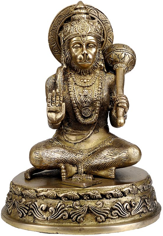 7" Lord Hanuman Statue Granting Abhaya | Handmade Brass Idol | Made in India