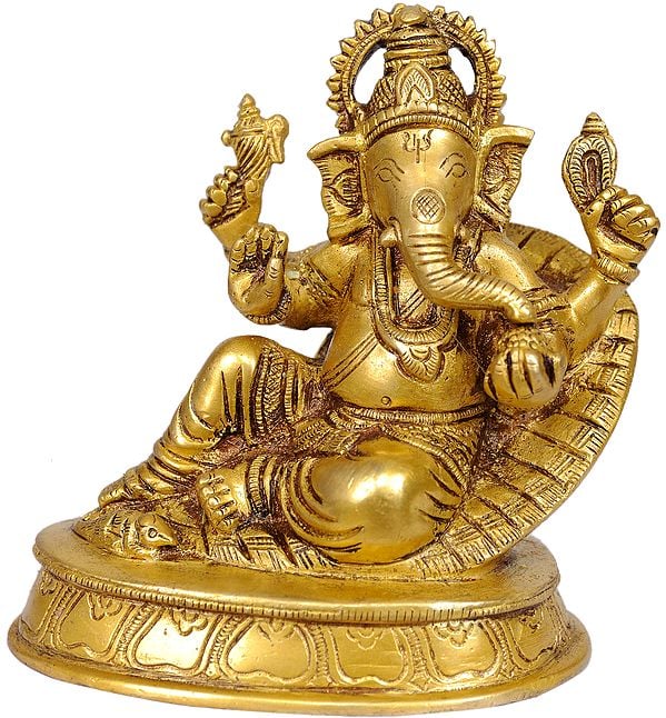 Lord Ganesha Seated in Easy Posture on a Couch