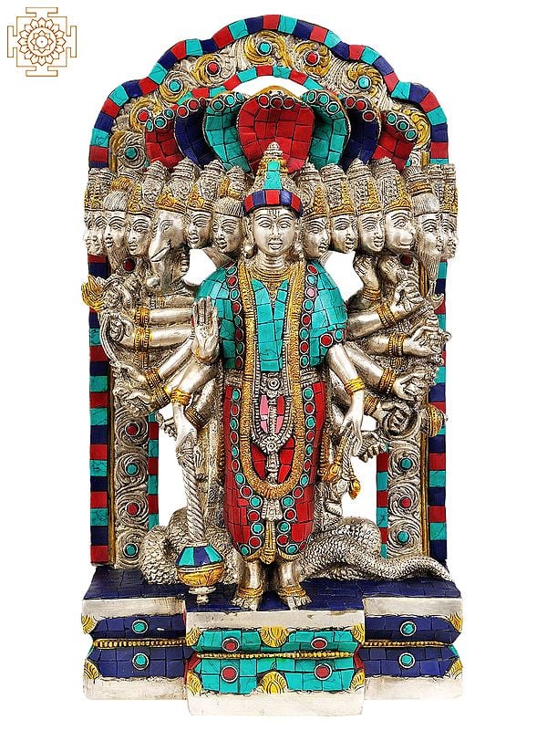 14" Vishvarupa Vishnu (Inlay Statue) In Brass | Handmade | Made In India