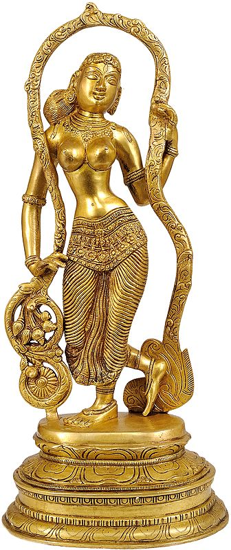 16" Self-Engrossed Beauteous Maid In Brass | Handmade | Made In India
