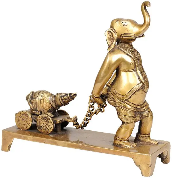 Lord Ganesha Pulling the Cart with His Mouse on it