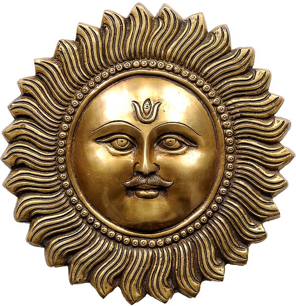 9" Bhagavan Surya Hanging Mask In Brass | Handmade | Made In India