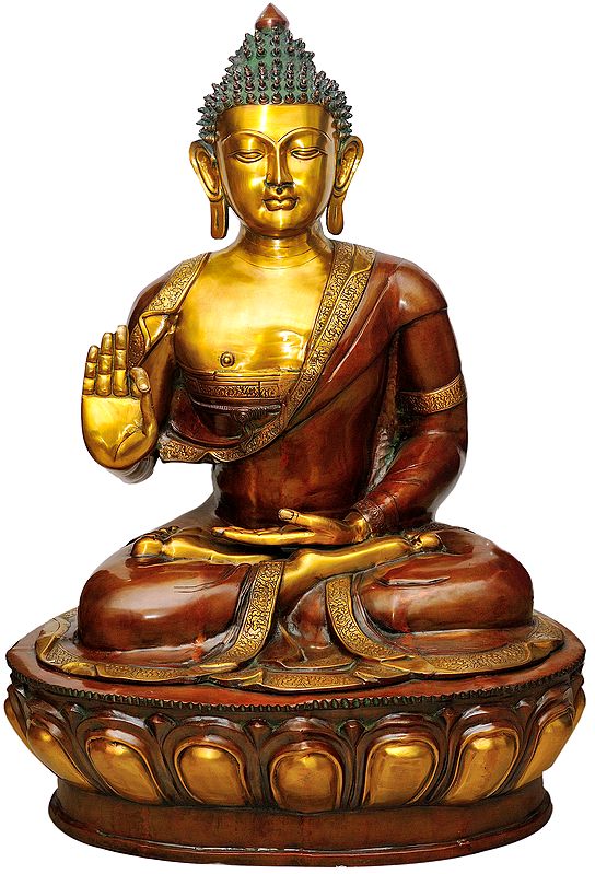 46" Large Size Lord Buddha in Abhay-Mudra In Brass | Handmade | Made In India