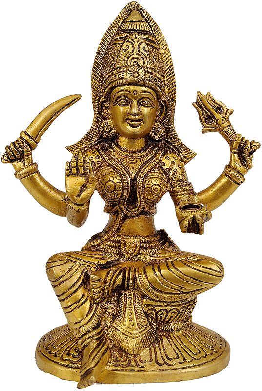 Santoshi Mata Small Brass Statue (The Goddess who Grants the Boon of Contentment)