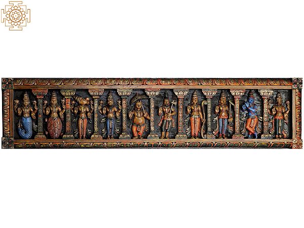 Dashavatara Panel of Bhagawana Vishnu  (From the Left - Matshya, Kurma, Varaha, Narasimha, Vaman, Parashurama, Rama, Balarama, Krishna and Kalki)