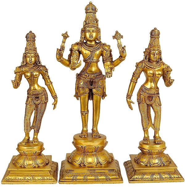16" Bhagawan Hari-Hara with Lakshmi Ji and Parvati Ji In Brass | Handmade | Made In India
