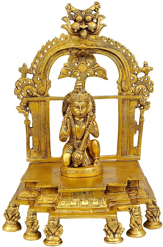 Lord Hanumaan on Lion Throne with Kirtimukha at Top