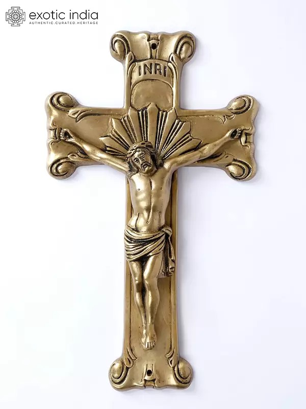 13" Jesus on The Cross Brass Statue | Handmade | Made in India