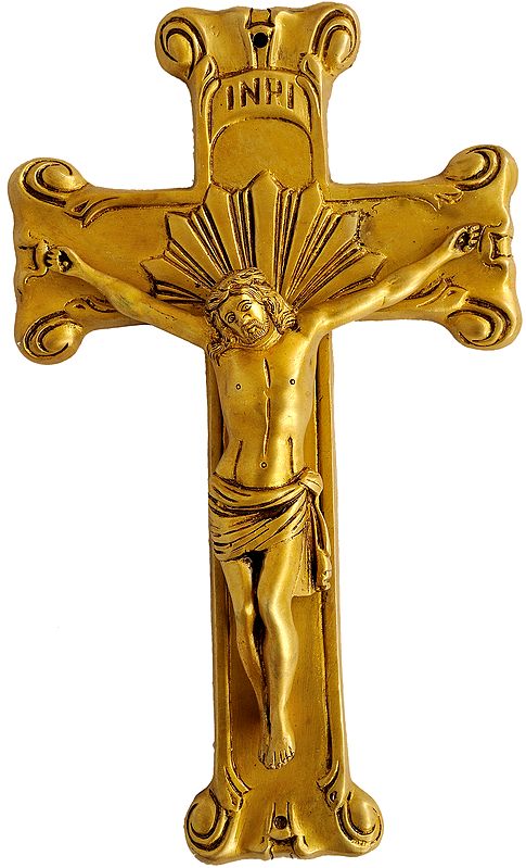 13" Jesus on The Cross Brass Statue | Handmade | Made in India