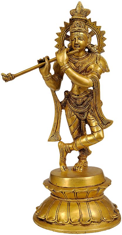 11" Bhagwan Krishna In Brass | Handmade | Made In India