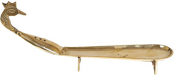 10" Plain Peacock Agarbatti Stand in Brass | Handmade | Made in India