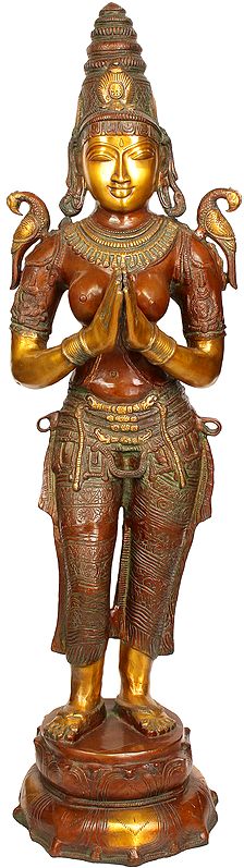 44" Large Size Namaste Lady In Brass | Handmade | Made In India