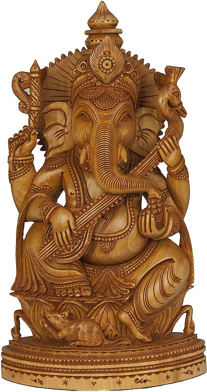 Ganesha Playing a Sitar with Peacock Head