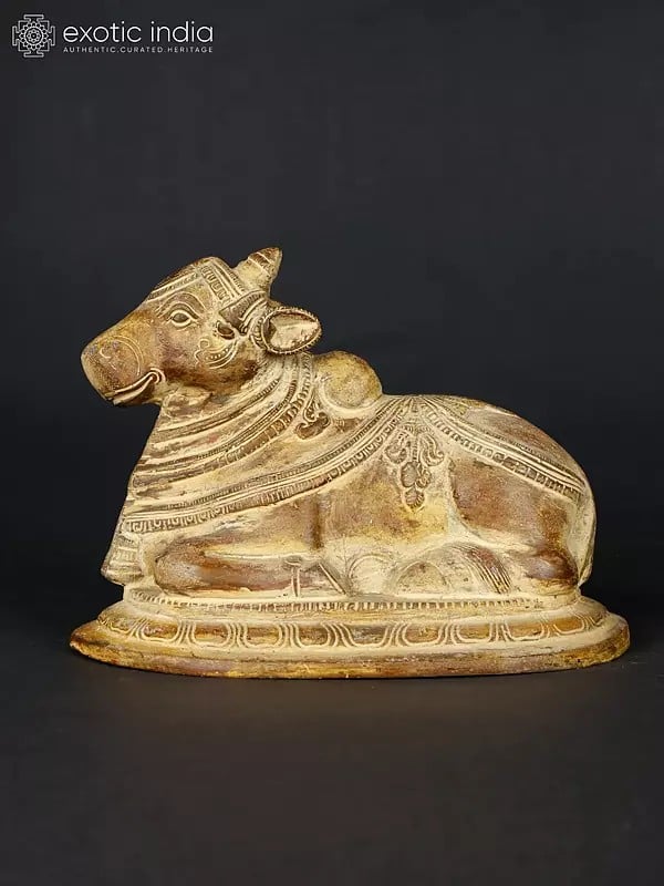 6" Nandi Brass Statue | Handmade Brass Figurine | Made in India