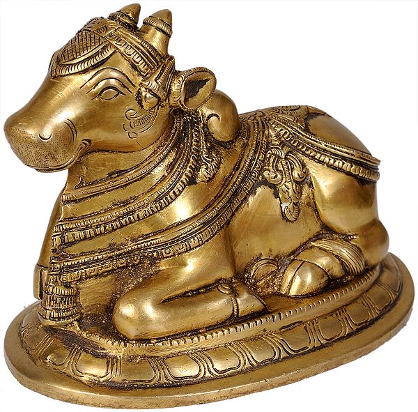 6" Nandi Brass Statue | Handmade Brass Figurine | Made in India