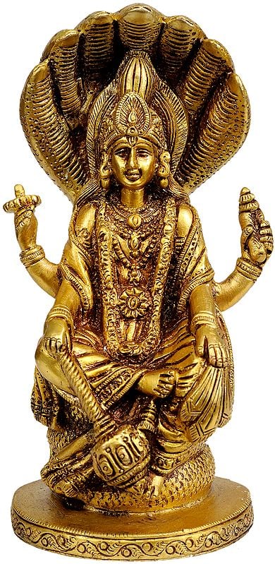 8" Bhagawan Vishnu In Brass | Handmade | Made In India