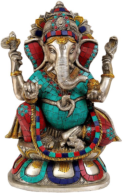 11" Bhagawan Ganesha Sculpture in Brass | Handmade | Made in India