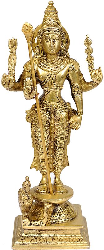 8" Karttikeya Brass Statue | Handmade | Made in India