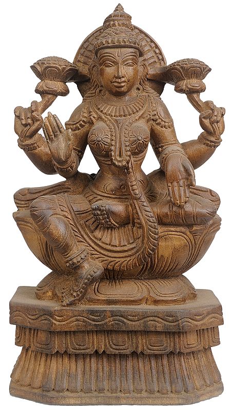 Devi Lakshmi Wooden Sculpture | Allure of South Indian Artistry