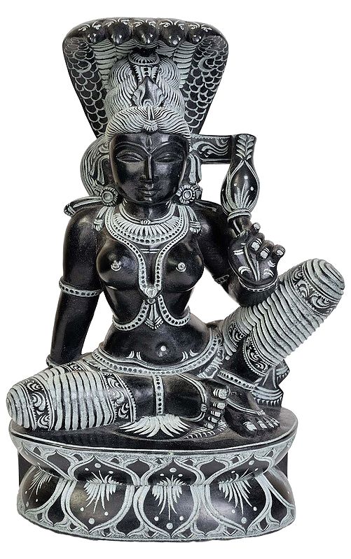 Goddess Parvati with Five-hooded Serpent Canopying Atop