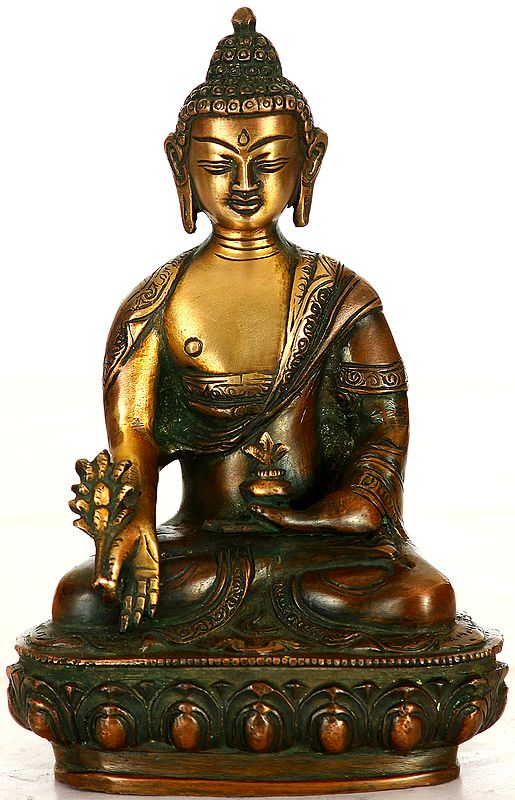 8" Tibetan Buddhist God The Medicine Buddha In Brass | Handmade | Made In India