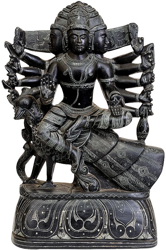 Six Headed Karttikeya (Murugan) Seated on Peacock