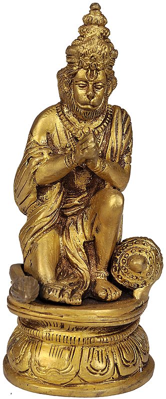6" Brass Lord Hanuman Sculpture | Handmade | Made in India
