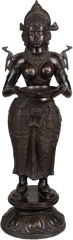 38" Large Size Goddess Deepalakshmi in Brass | Handmade | Made in India