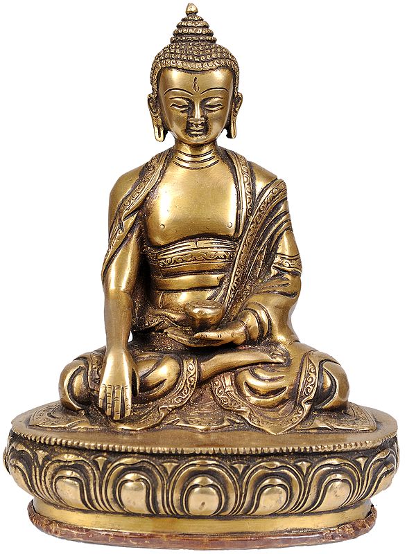 8" Lord Buddha in Mara Vijay Mudra In Brass | Handmade | Made In India