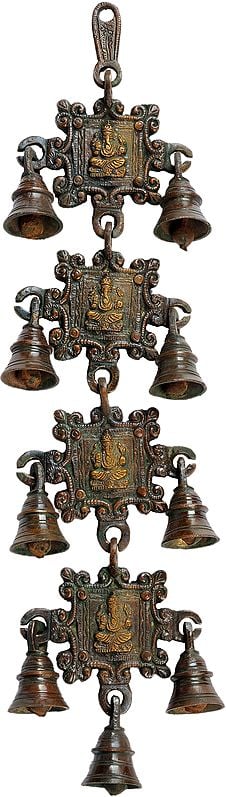13" Ganesha Hanging Bell in Brass | Handmade | Made in India