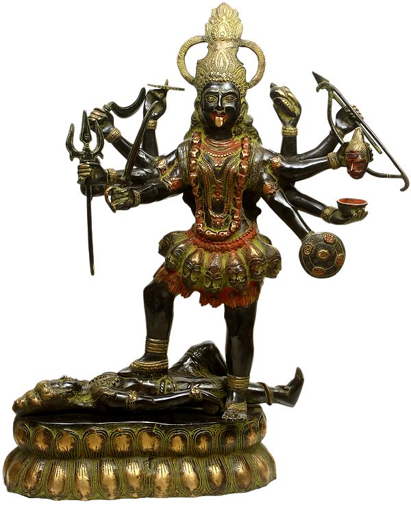 33" Large Size Goddess Kali Brass Figurine | Indian Crafted Idol