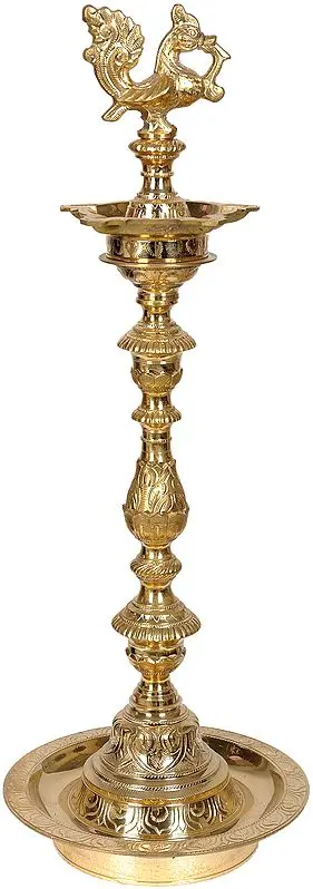 Five-Wick Peacock Lamp with Stand