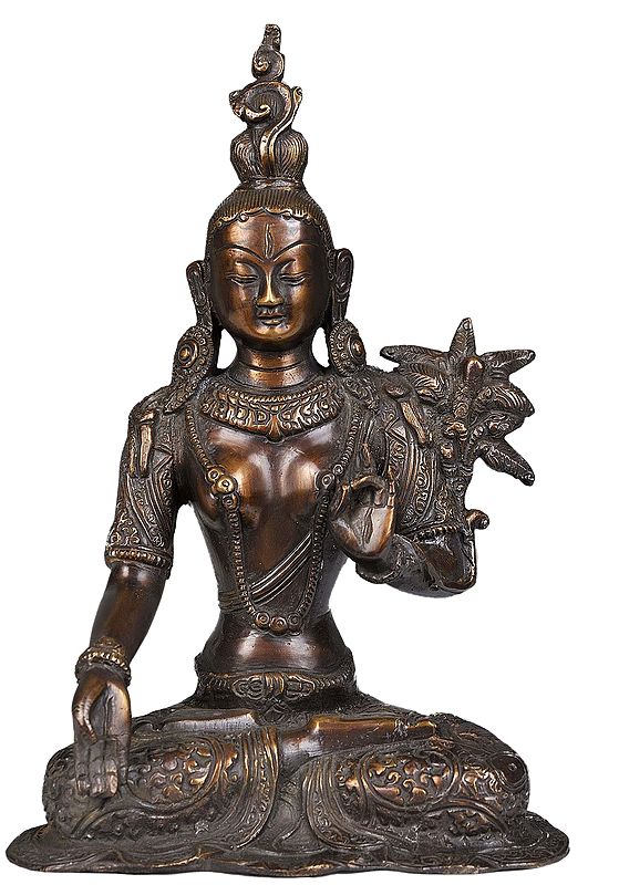 11" Tibetan Buddhist Goddess White Tara In Brass | Handmade | Made In India