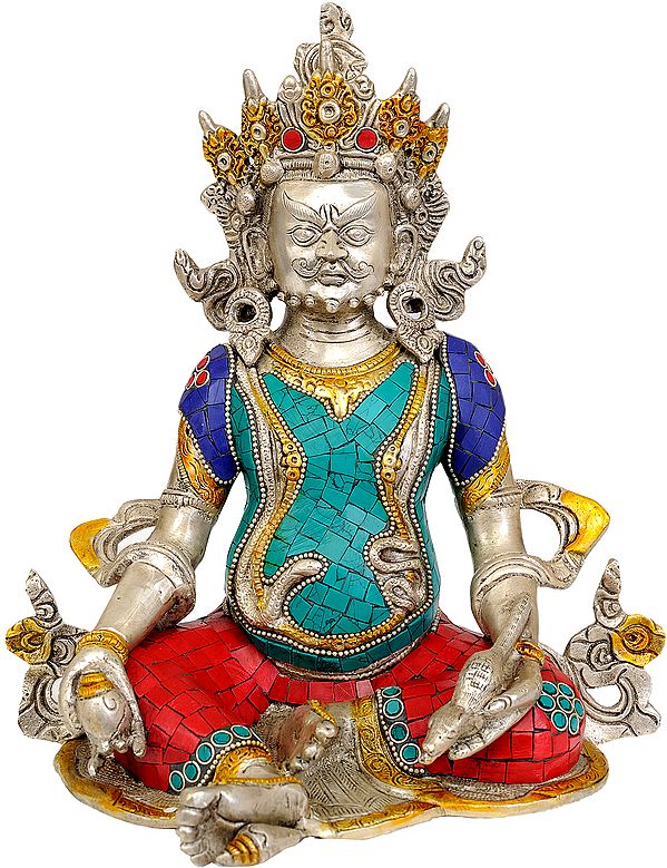 10" Tibetan Buddhist Kubera the God Who Gives Money In Brass | Handmade | Made In India