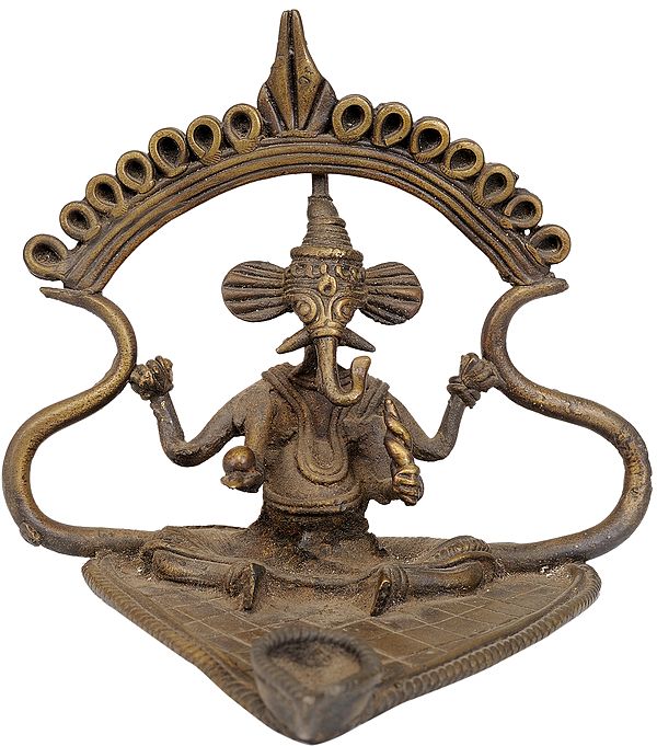 Ganesha with Diya (Tribal Sculpture)