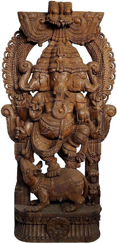 Tri-Mukha Ganesha Dancing on Rat